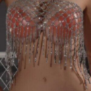 Novel Tassel Bra: Rhinestone Bra Club Water Droplets